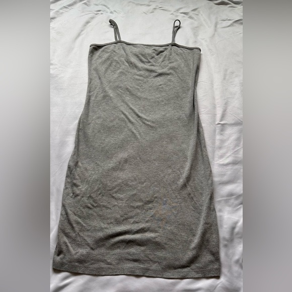 Topshop Gray Spaghetti Strap Dress fitted Mini Summer stretchy Slim Fit Size 8 - Picture 6 of 8